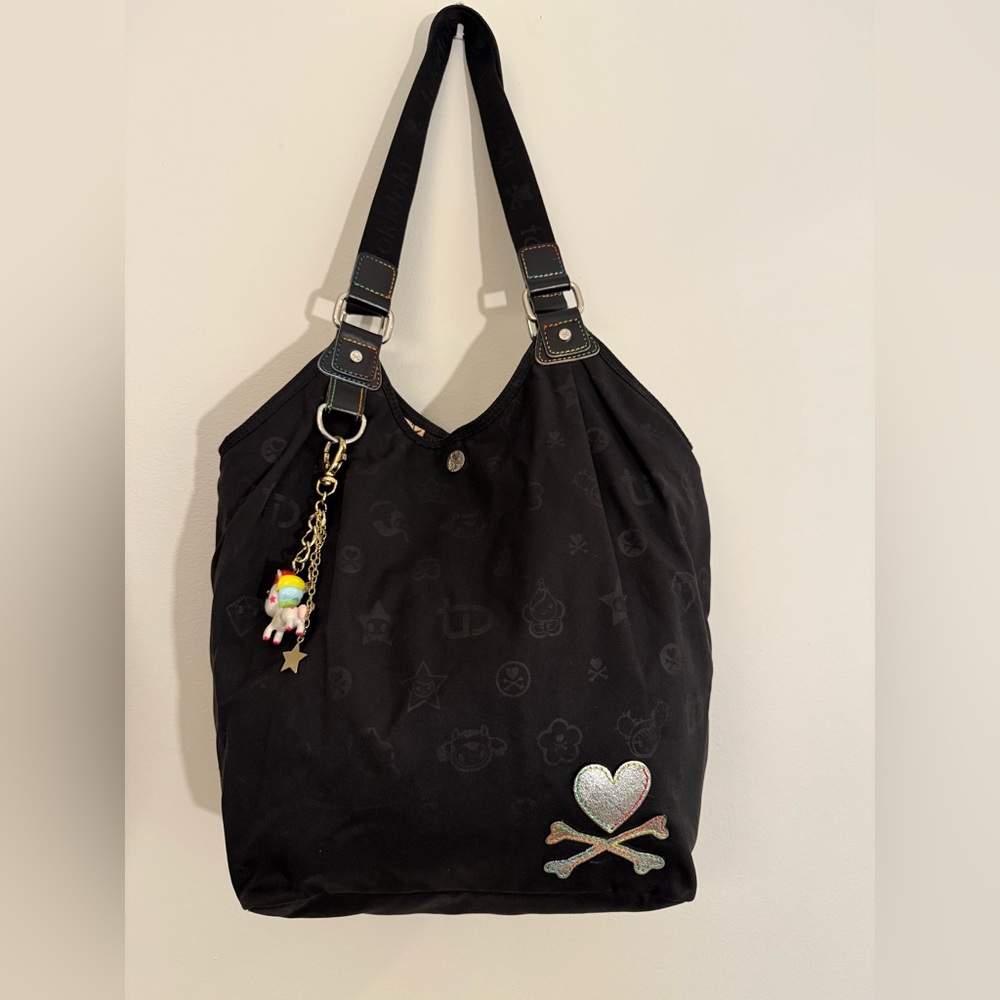 Tokidoki Black Tote with Unicorno Charm with Americano Print